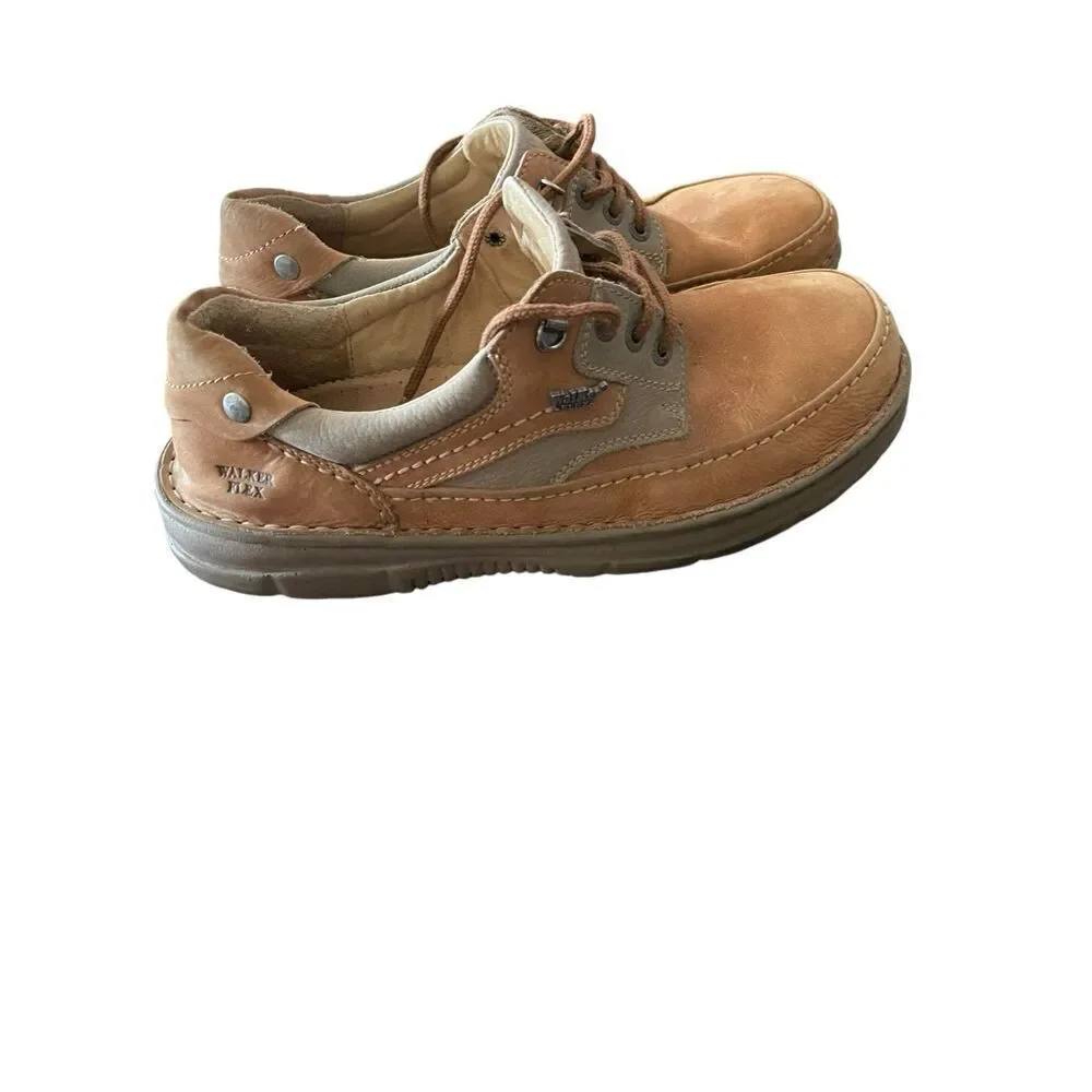 Walker Flex Mens Brown Lace Up Boat Shoe Leather Loafers Size 46